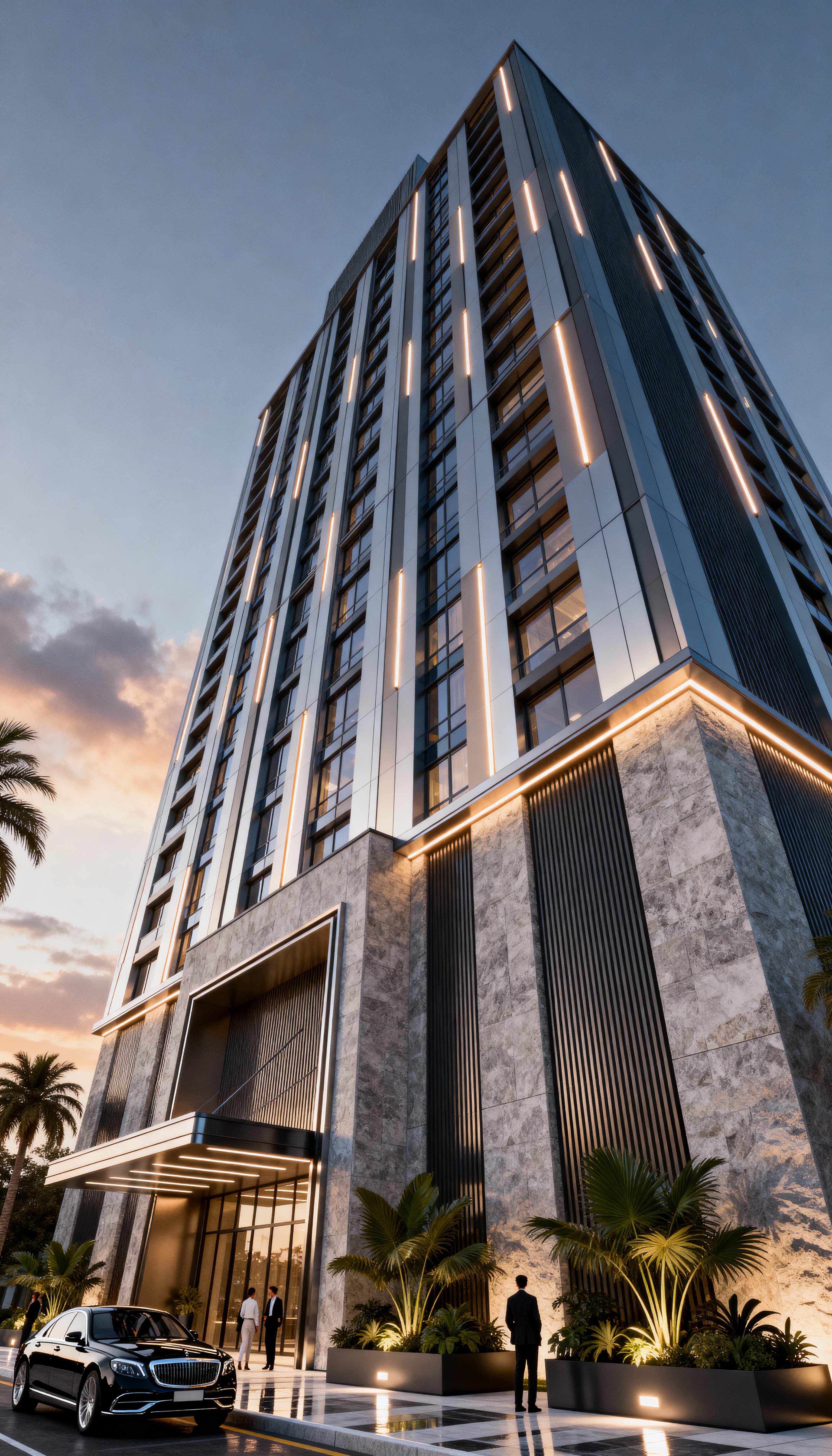 Fachada residencial com jardim