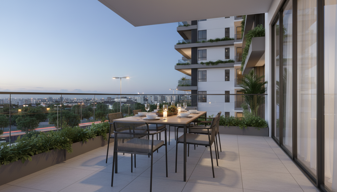 Varanda gourmet ao entardecer